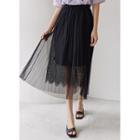 Tulle Lace-overlay Long Skirt