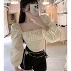 Square Neck Cropped Blouse / Shorts / Waist Chain