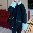 Dual-pocket Loose-fit Jacket Black - One Size