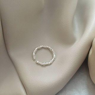 Textured Alloy Open Ring J2754 - 1pc - Silver - One Size
