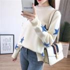 Star Embroidered Loose Fit Knit Sweater