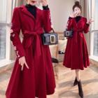 Flower Detail A-line Coat Dress