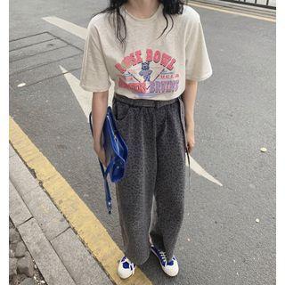 Leopard Print High-waist Wide-leg Jeans