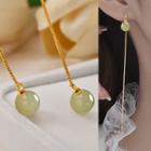 Gemstone Sterling Silver Earring 1 Pair - Green Gemstone - Gold - One Size