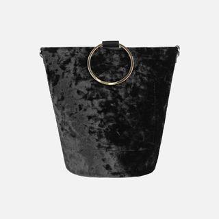 Ring-handle Velvet Tote