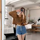 Collared Wide-sleeve Crochet Top