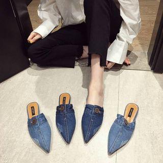 Denim Pointed Mules