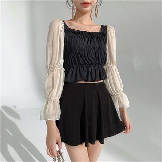 Set: Two-tone Swim Top + Skirt