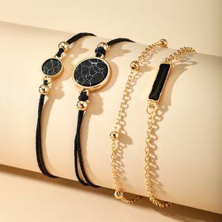 Set Of 4: Rope Bracelet Set Of 4- B003 - Dark Blue & Gold - One Size