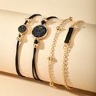 Set Of 4: Rope Bracelet Set Of 4- B003 - Dark Blue & Gold - One Size