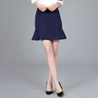 Plain Ruffle Hem Mini Skirt