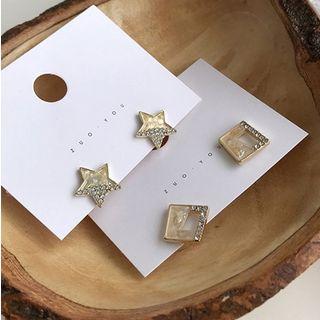 Rhinestone Star / Square Stud Earring