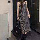 Spaghetti Strap Floral Midi A-line Dress Floral - Black - One Size