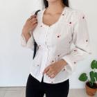 Floral Embroidered A-line Blouse Ivory - One Size