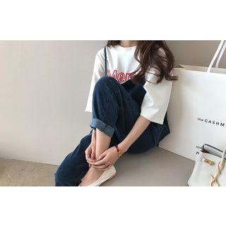 Button-detail Denim Jumpsuit