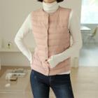 Snap-button Duck Down Padded Vest With Pouch