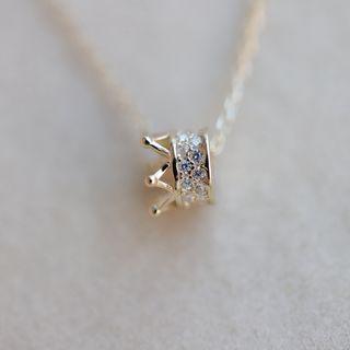 925 Sterling Silver Rhinestone Crown Necklace