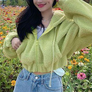 Fleece Crop Zip-up Jacket