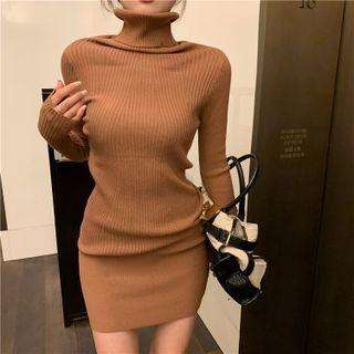 Turtleneck Mini Bodycon Sweater Dress