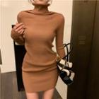 Turtleneck Mini Bodycon Sweater Dress