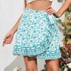 Floral Print Frill Trim Mini Skort