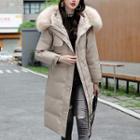 Faux Fur Trim Padded Hooded Zip Coat