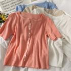 Slim-fit Button-up Ribbed T-shirt In 5 Colors