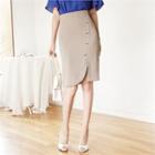 Slit-front Metal-trim Skirt