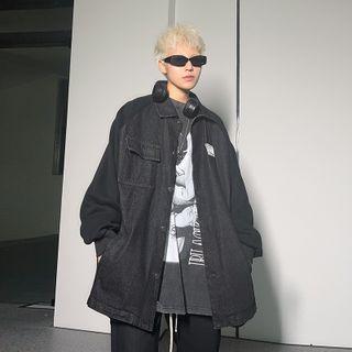 Washed Denim Button-up Oversize Jacket