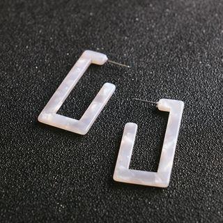 Acrylic Open Rectangle Dangle Earring White - One Size