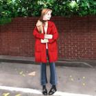 3/4-sleeve Single Button Coat Red - One Size