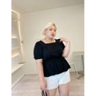 Square-neck Tie-back Peplum Top