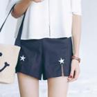 Star Embroidered Slit Hem Shorts