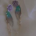 Acrylic Flower Wing Fringed Earring As Shown In Figure - One Size