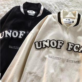 Long Sleeve Zip-up Lettering Jacket