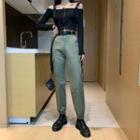 Cold-shoulder Buckled Top / Buckled Belt / Harem Pants / Set