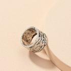Textured Alloy Ring Ring - Silver - One Size