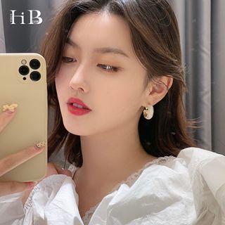 Rhinestone Ear Stud 1 Pair - 925 Silver Needle - White - One Size
