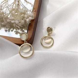 Cat Eye Stone Hoop Drop Earring