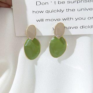 Alloy Geometric Drop Earring 1 Pair - 925 Silver Stud - Green - One Size