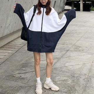 Mock-neck Oversized Zip-up Jacket As Shown In Figure - One Size