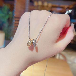 Hoop Pendant Alloy Necklace B026 - Silver - One Size