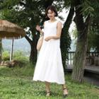 Sleeveless Eyelet-lace Tiered Dress Ivory - One Size