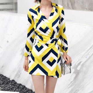 Geometric Print Long-sleeve Playsuit