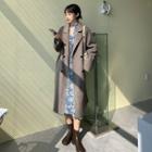 Floral Print V-neck Long-sleeve Dress / Loose-fit Coat