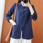 Long-sleeve Frog Button Blouse