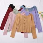 Square-neck Button-down Knit Top In 8 Colors