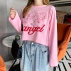 Angel Print Cropped Pullover