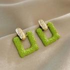 Square Drop Earring 1 Pair - S925 Silver - Green - One Size