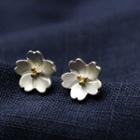 Sakura Sterling Silver Earring 1 Pair - Silver & Yellow - One Size